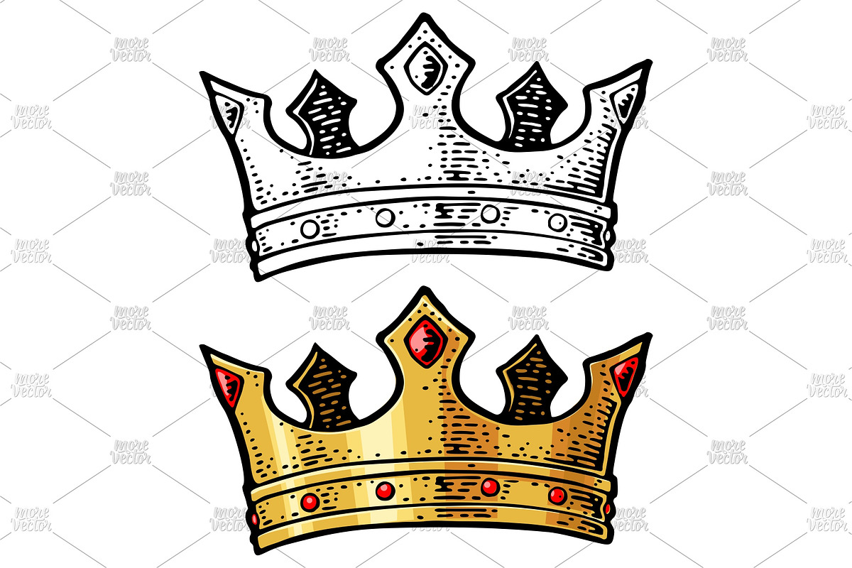 King crown black color engraving, an Object Illustration by MoreVector (Photo 3 of 3)