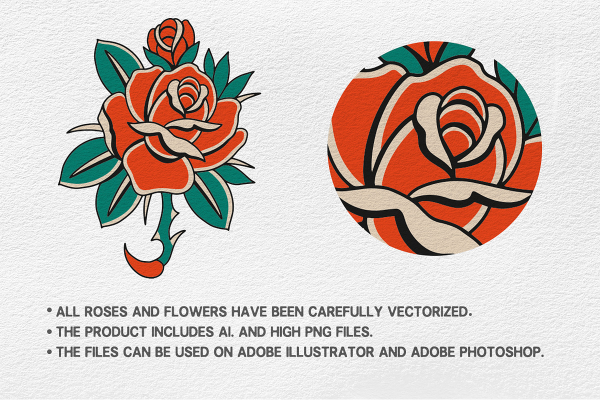 TRADITIONAL ROSES TATTOO, an Object Graphic by Born to Love (Photo 2 of 2)