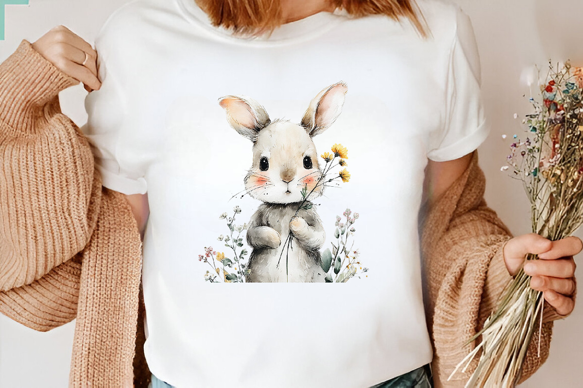 Watercolor Bunnies and Wild Flower, an Illustration by CreationArt (Photo 7 of 10)