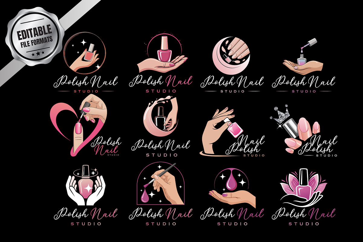 12 Feminine Nail Polish Salon Logo, a Branding & Logo Template by Guavanaboy (Photo 1 of 4)