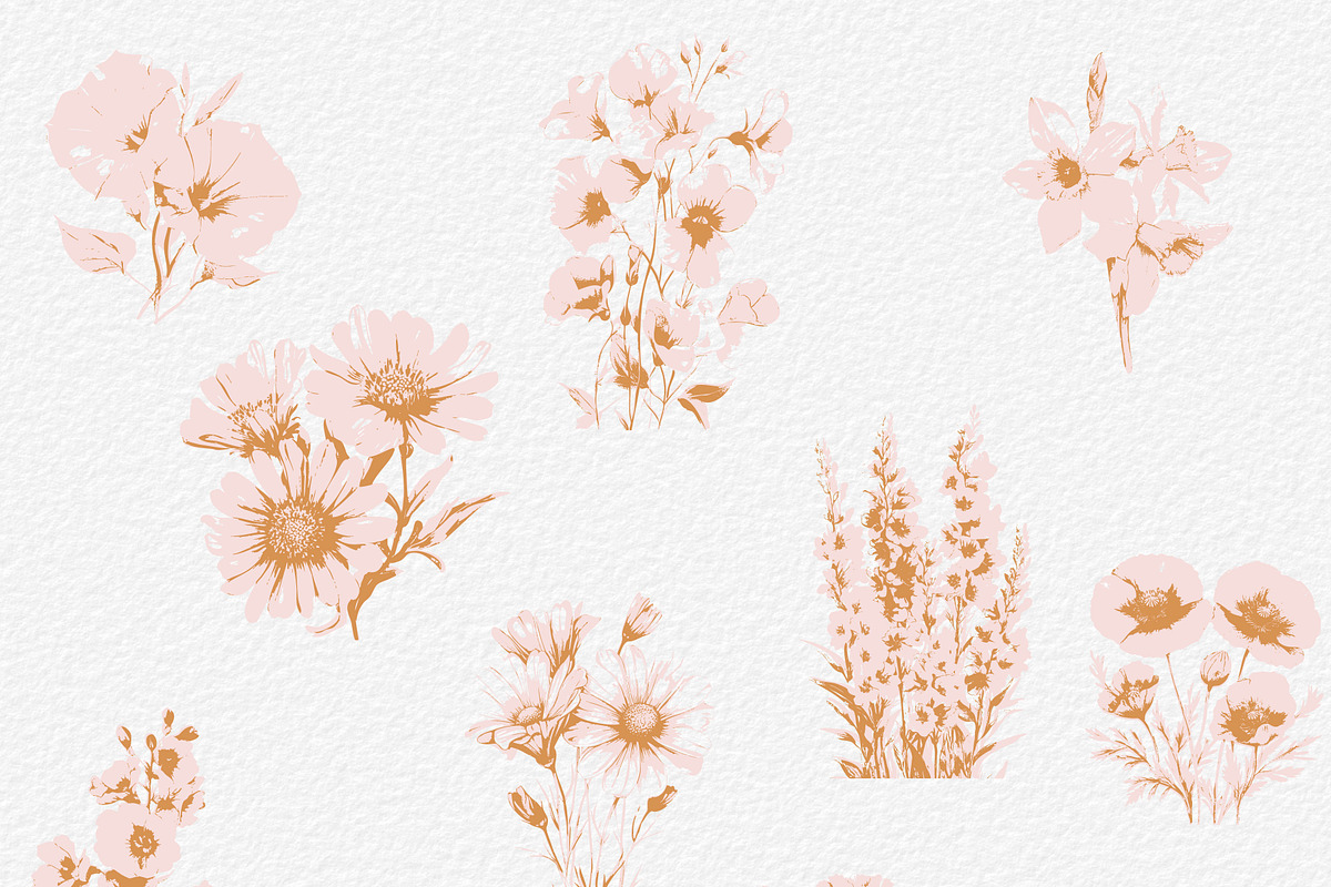 Flower clipart retro cottagecore set, an Object Graphic by Anna Sokol (Photo 3 of 10)
