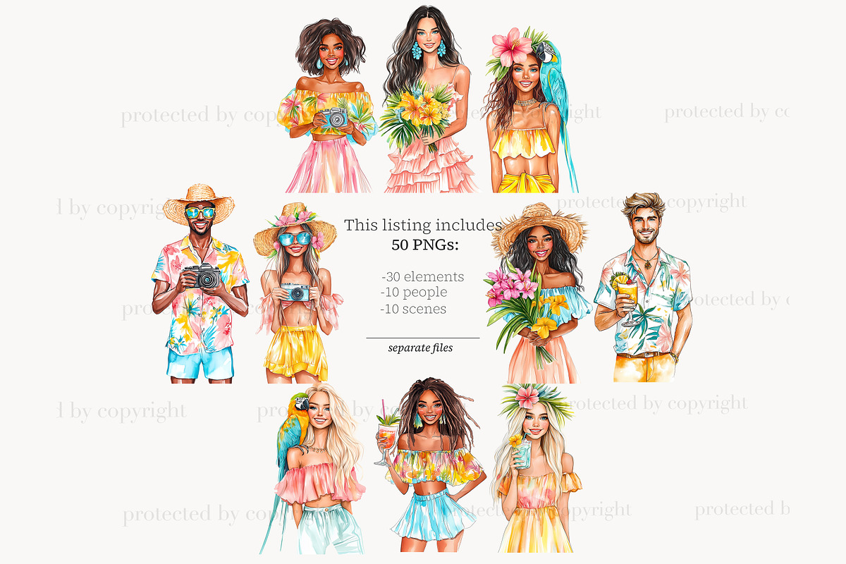 Tropical Summer Clipart | Vacation, a Person Illustration by GlamArtZhanna (Photo 4 of 8)