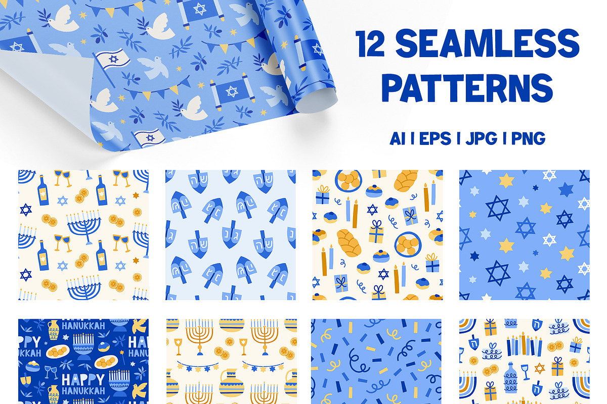 Hanukkah Cards, Patterns, Clipart, an Object Graphic by ArtFM (Photo 7 of 11)