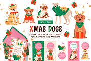 Christmas Dogs Clipart, an Animal Illustration by vik.stock (Thumbnail 1 of 7)