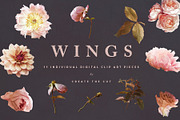 Digital Flower Clip Art - Wings, an Illustration by Create The Cut (Thumbnail 6 of 10)