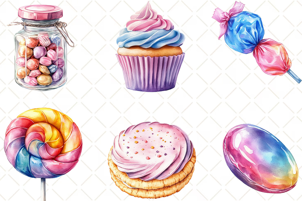 Watercolor Pastel Sweets Clipart, an Illustration by Black Bird Studio (Photo 4 of 6)