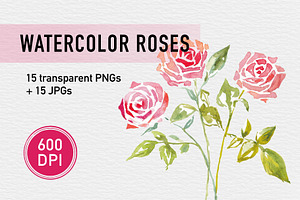 Watercolor Roses set 600 DPI