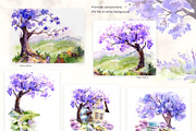 Blooming Jacaranda tree Watercolor, an Object Graphic by ON_lineart_store (Thumbnail 7 of 9)