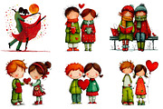 Valentine Cute Couple Clipart Bundle, an Illustration by CreationArt (Thumbnail 4 of 5)