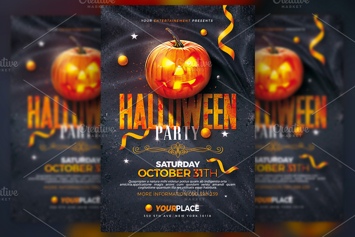 Halloween Party Flyer Template, a Flyer Template by Rome B Creation (Photo 1 of 2)