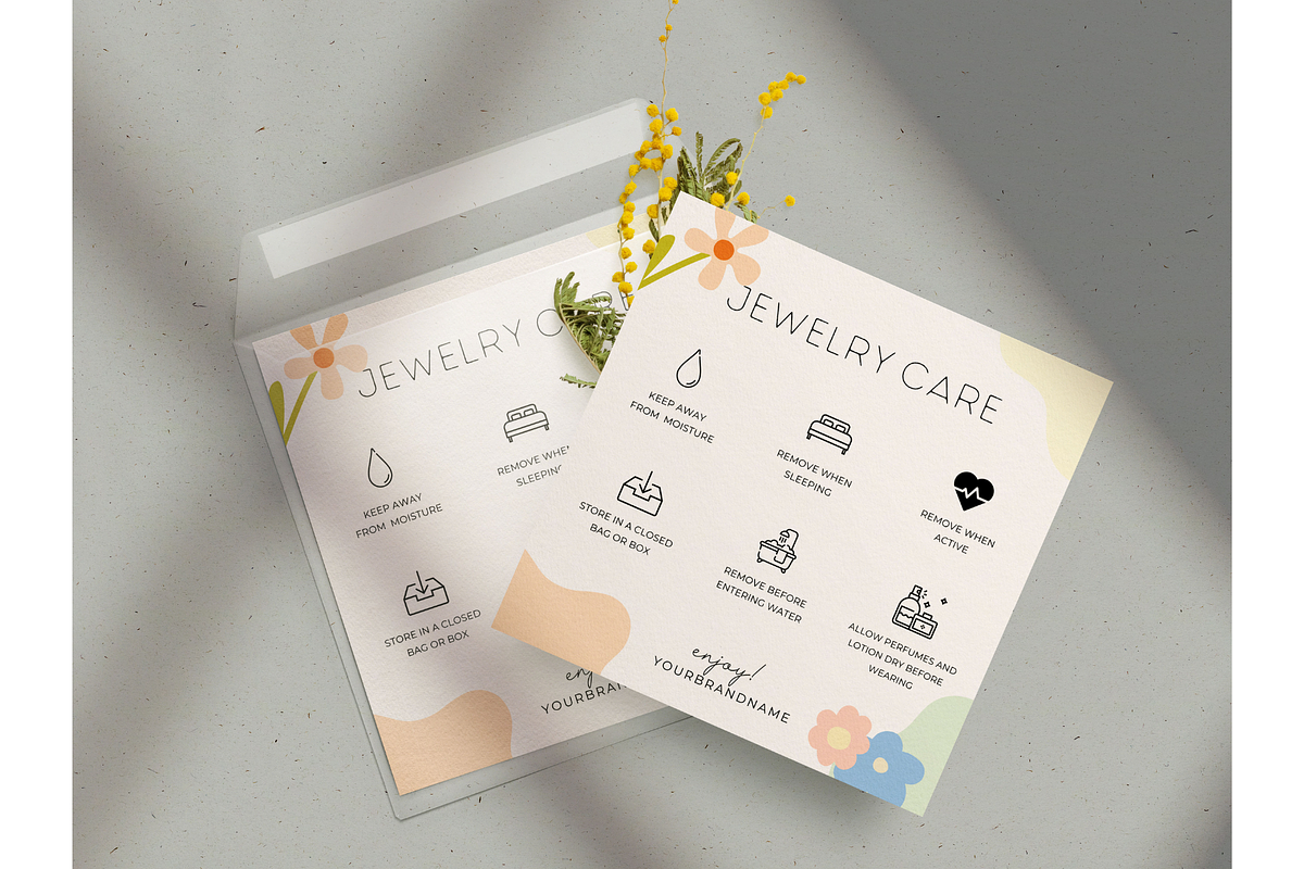 Jewelry Care card for Canva Template | Creative Market for Free Printable Jewelry Care Card