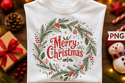 Merry Christmas Wreath Sublimation, a Seasonal Illustration by Creative Art (Thumbnail 1 of 3)