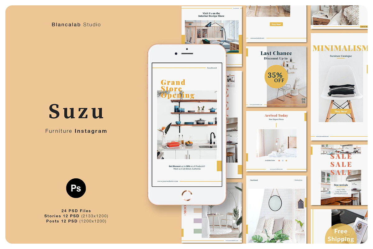 Furniture Instagram Suzu | PS, a Social Media Template by BlancaLab Studio (Photo 1 of 8)