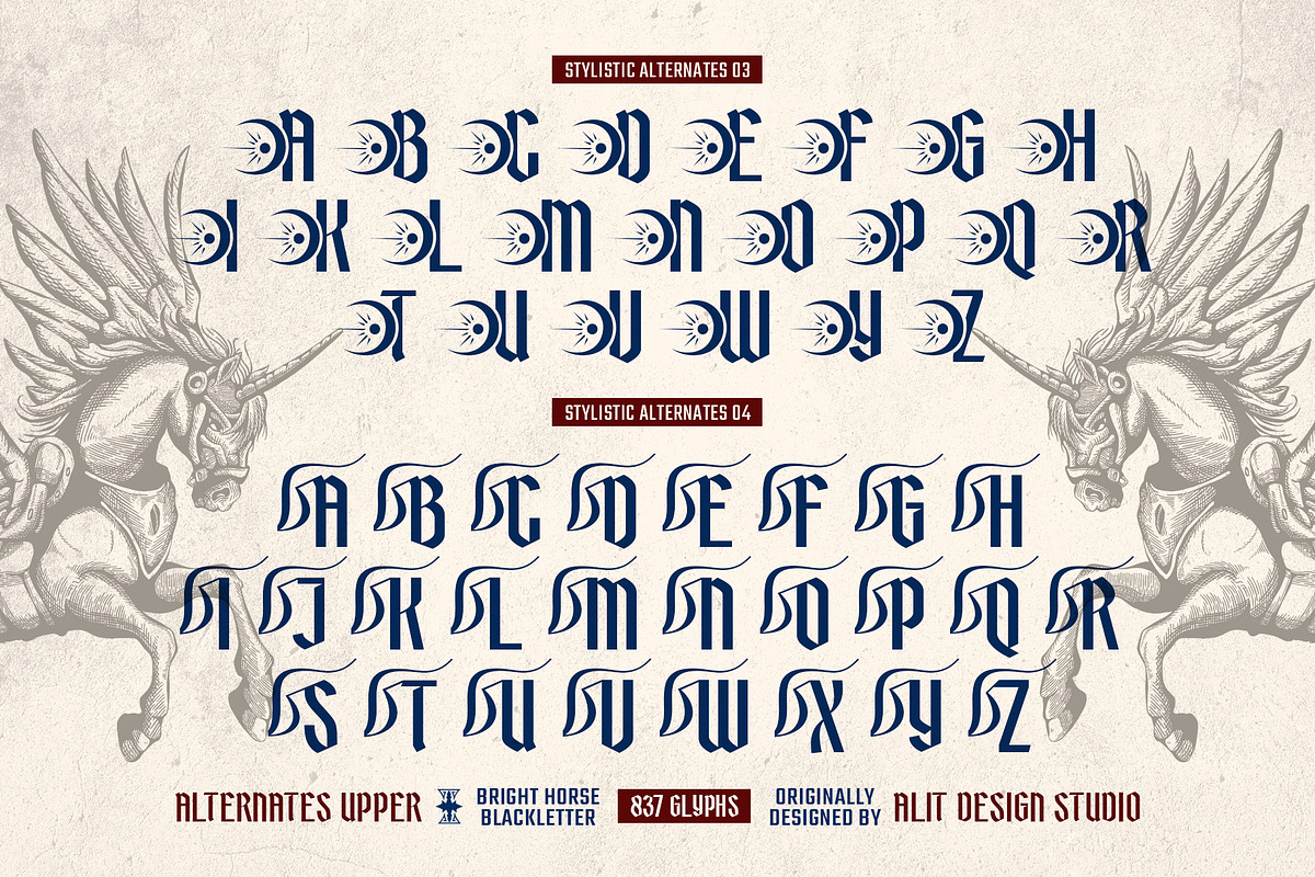 Bright Horse Typeface, a Blackletter Font by alit design (Photo 2 of 17)