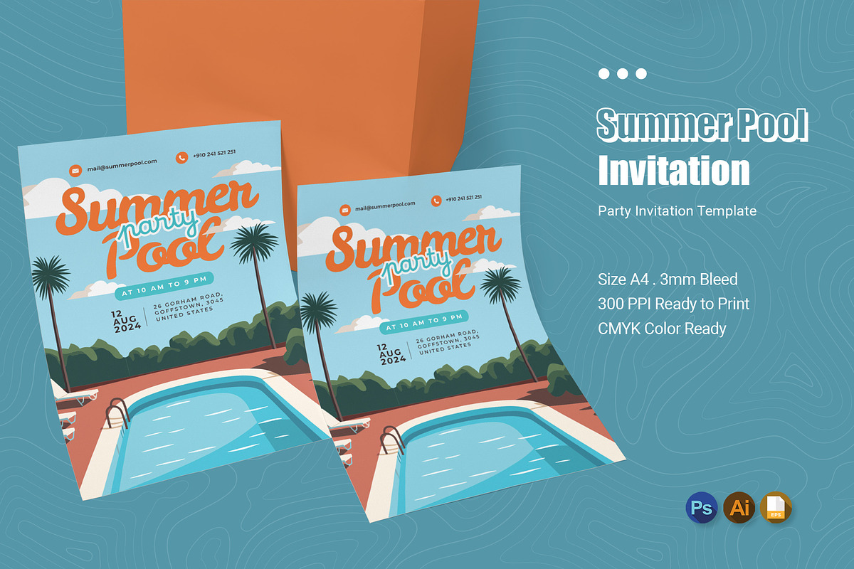 Summer Pool Party Invitation, an Invitation Template by Esensifiksi.studio (Photo 1 of 2)