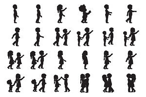 24 Kids Silhouette, Children Svg