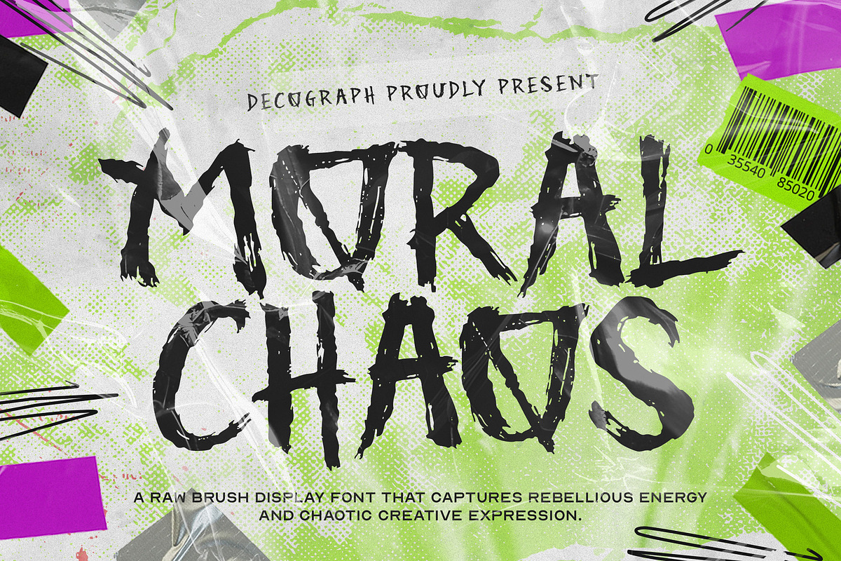 Moral Chaos – Raw Brush Display Font, a Handwritten Font by decographstud (Photo 1 of 6)