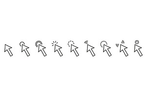 Mouse Pointer Line Icons, an Object Illustration by Gentle Studio