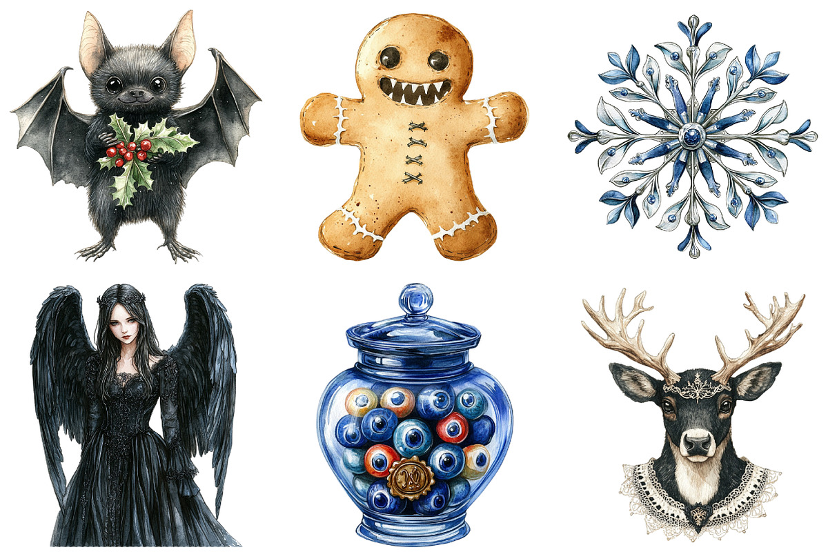 Goth Christmas Bundle, an Illustration by Daily.Designs (Photo 3 of 4)