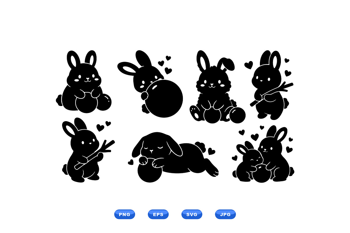 Cute Bunny SVG Clipart Set, an Illustration by designvectx (Photo 1 of 3)