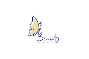 Beauty Butterfly Simple Lines Logo