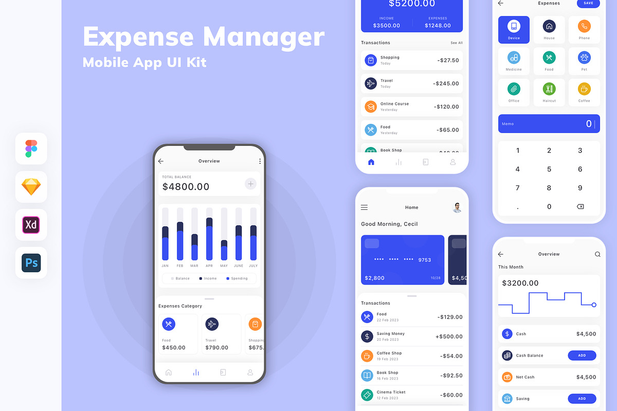 Expense Manager Mobile App UI Kit, an UI Kit Template by uicube