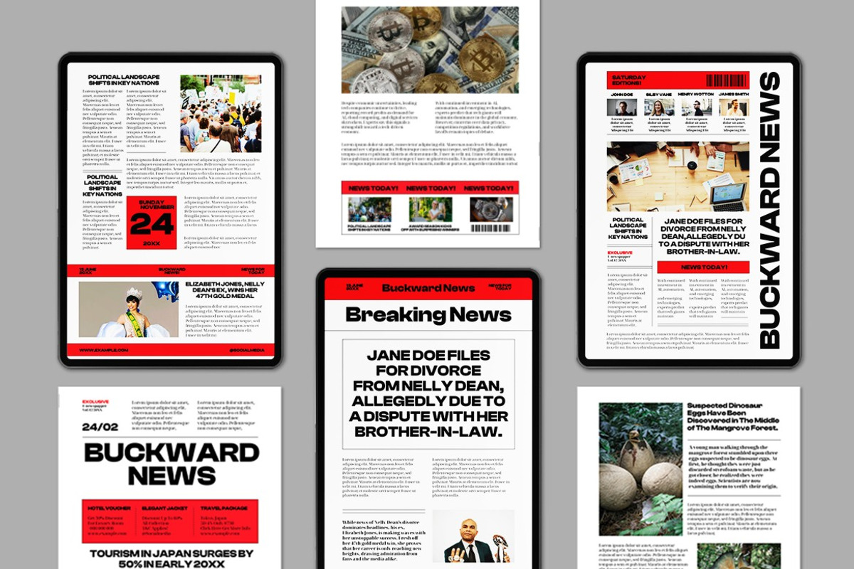 White Red Bold E-Newspaper, a Templates & Theme by graphicook (Photo 3 of 4)