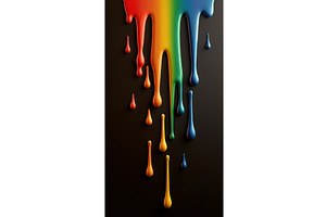 Vibrant rainbow-colored paint drips, an Illustration by tilialucida