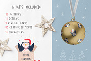 Cute Penguin Clipart & Winter Cards, an Animal Illustration by danceyourlife (Thumbnail 2 of 12)