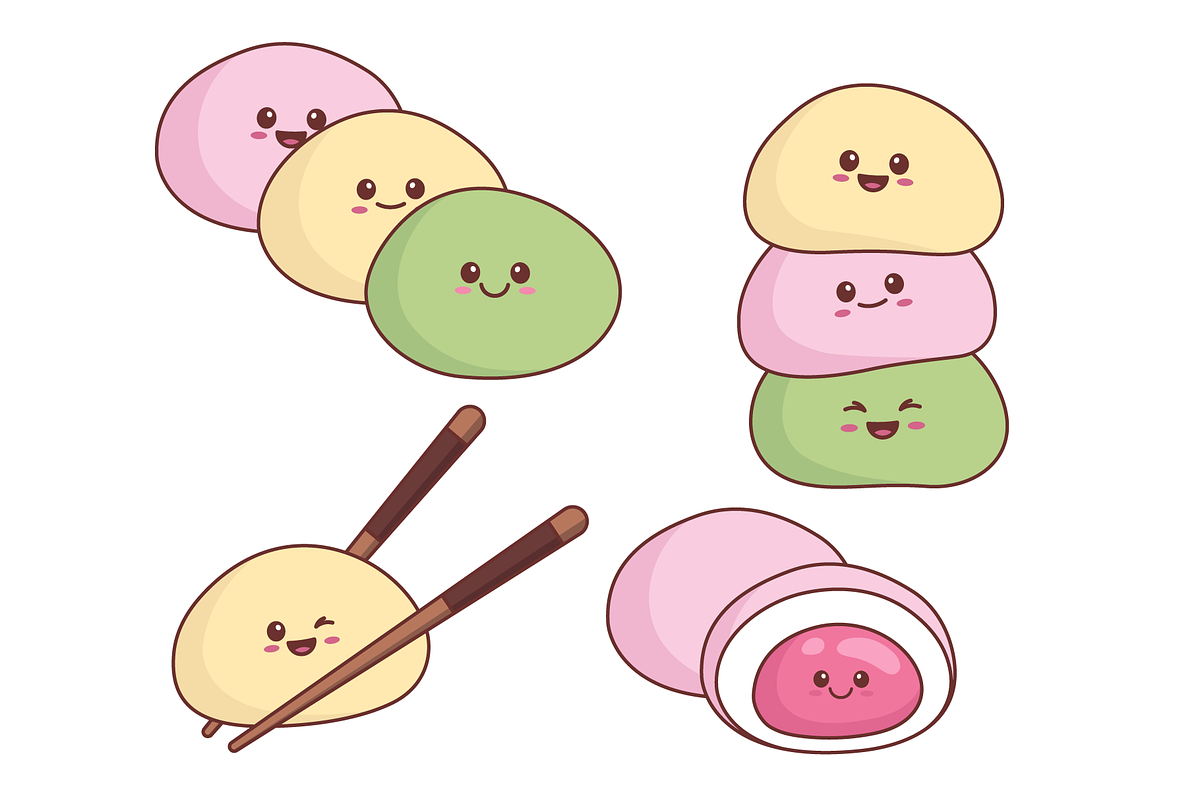 Mochi desserts, an Illustration by Cmeree