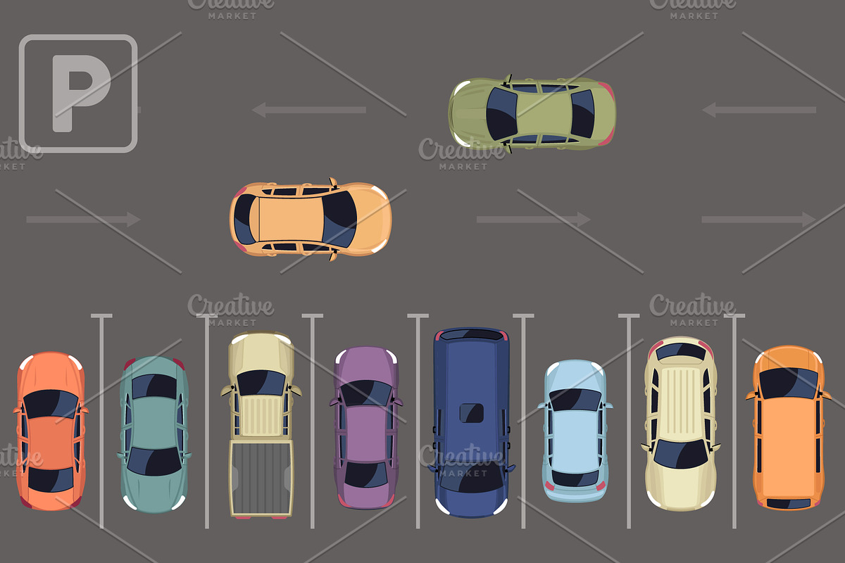 Parking layout with cars, a Transportation Illustration by Yayasya (Photo 2 of 3)