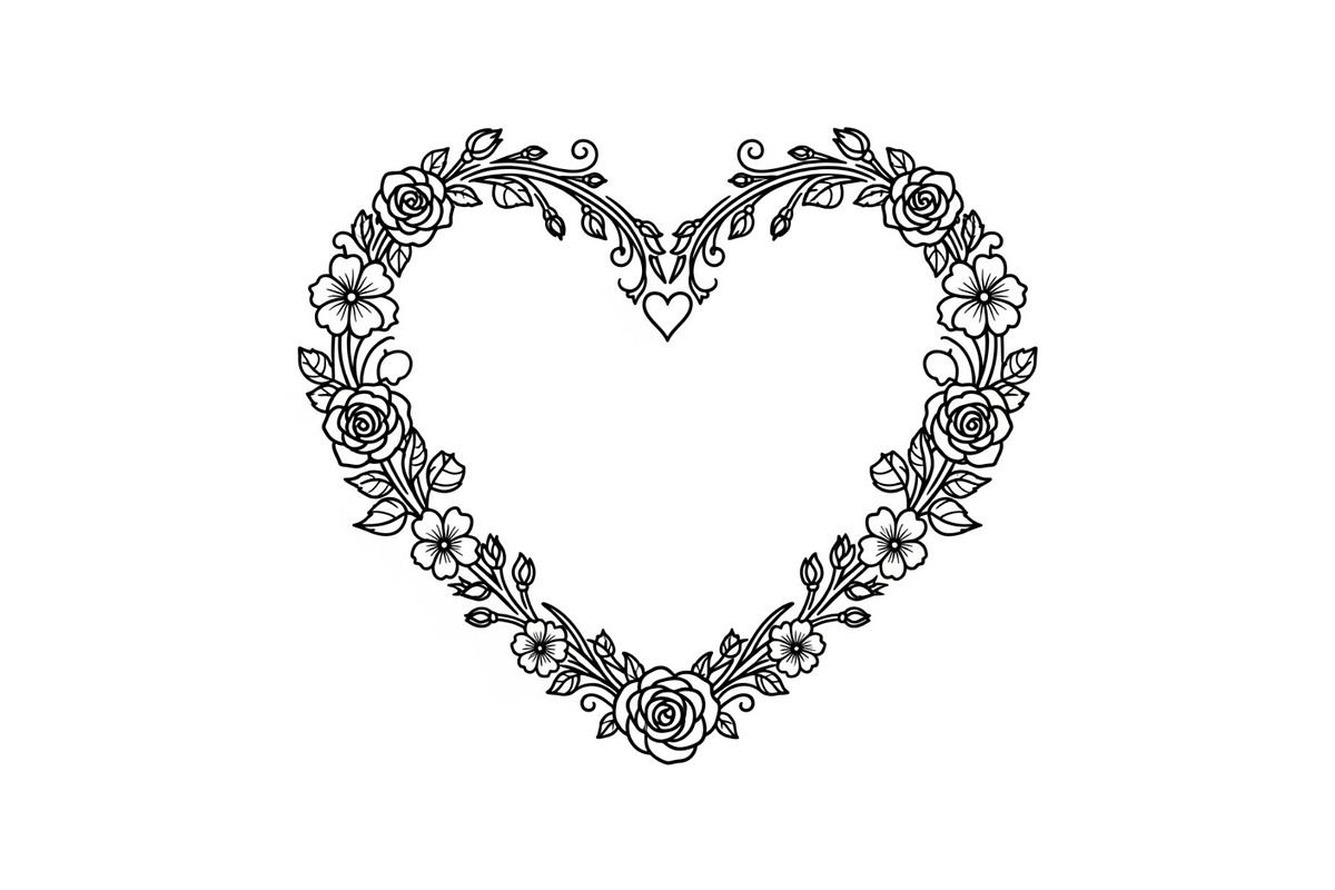 Floral Heart Frame SVG Bundle, an Illustration by Designs_River (Photo 6 of 31)