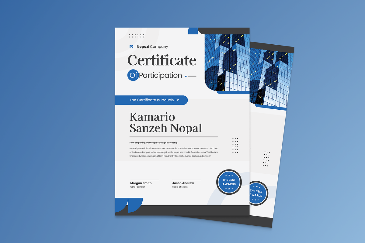 Modern Internship Certificate, a Stationery Template by MMPixelCraft (Photo 1 of 5)