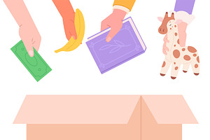 Donations in spesial charity box, an Illustration by LadadikArt