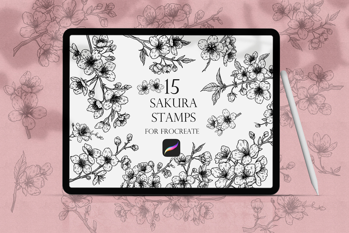 Sakura Procreate Stamps, a Brush Add-On by Dervik Art Store (Photo 1 of 7)