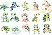 Watercolor Baby Turtle Clipart, an Illustration by Watercolor design (Thumbnail 2 of 12)