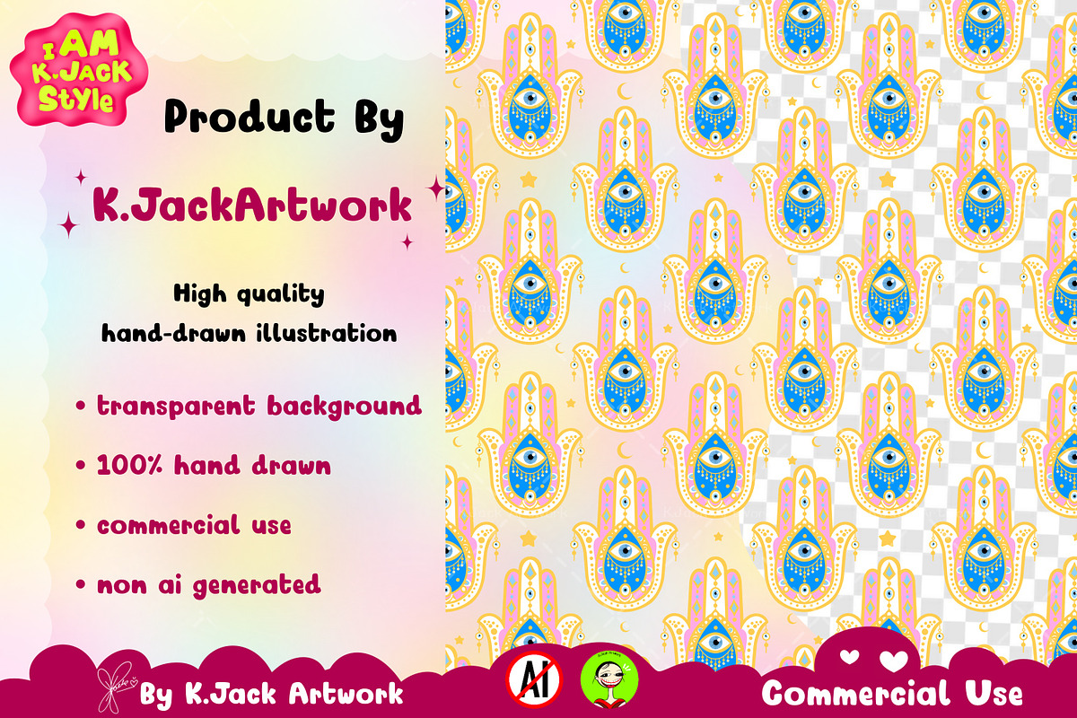 Golden Hamsa Evil Eye Seamless, a Background Graphic by K.JackArtwork (Photo 3 of 8)