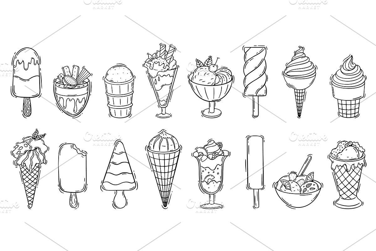 Hand drawn ice cream. Sweet creamy, a Food Illustration by Valerie Bodnar
