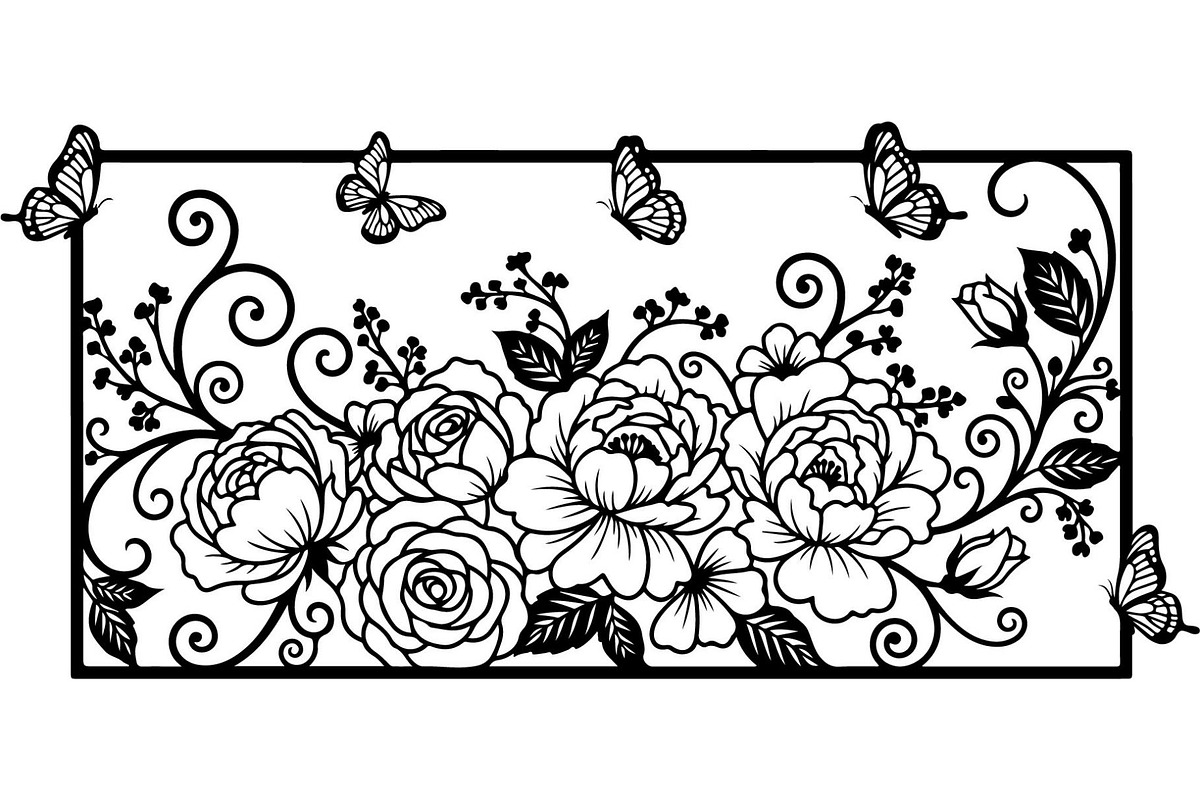 Decorative Floral Panel Vector Set, a Decorative Illustration by Designer_Momina (Photo 6 of 20)