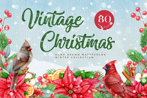 Christmas Watercolor Clipart Set