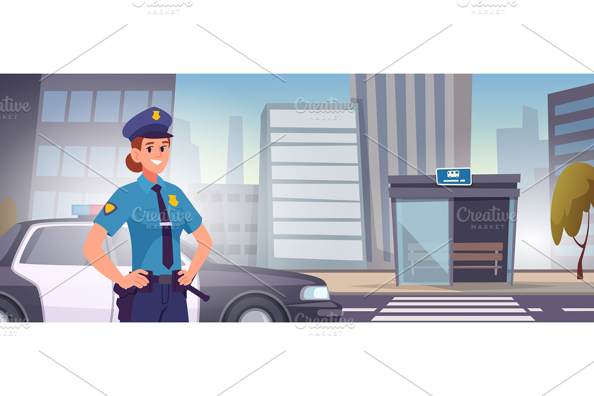 Police officer. Professional female, a Person Illustration by Onyx