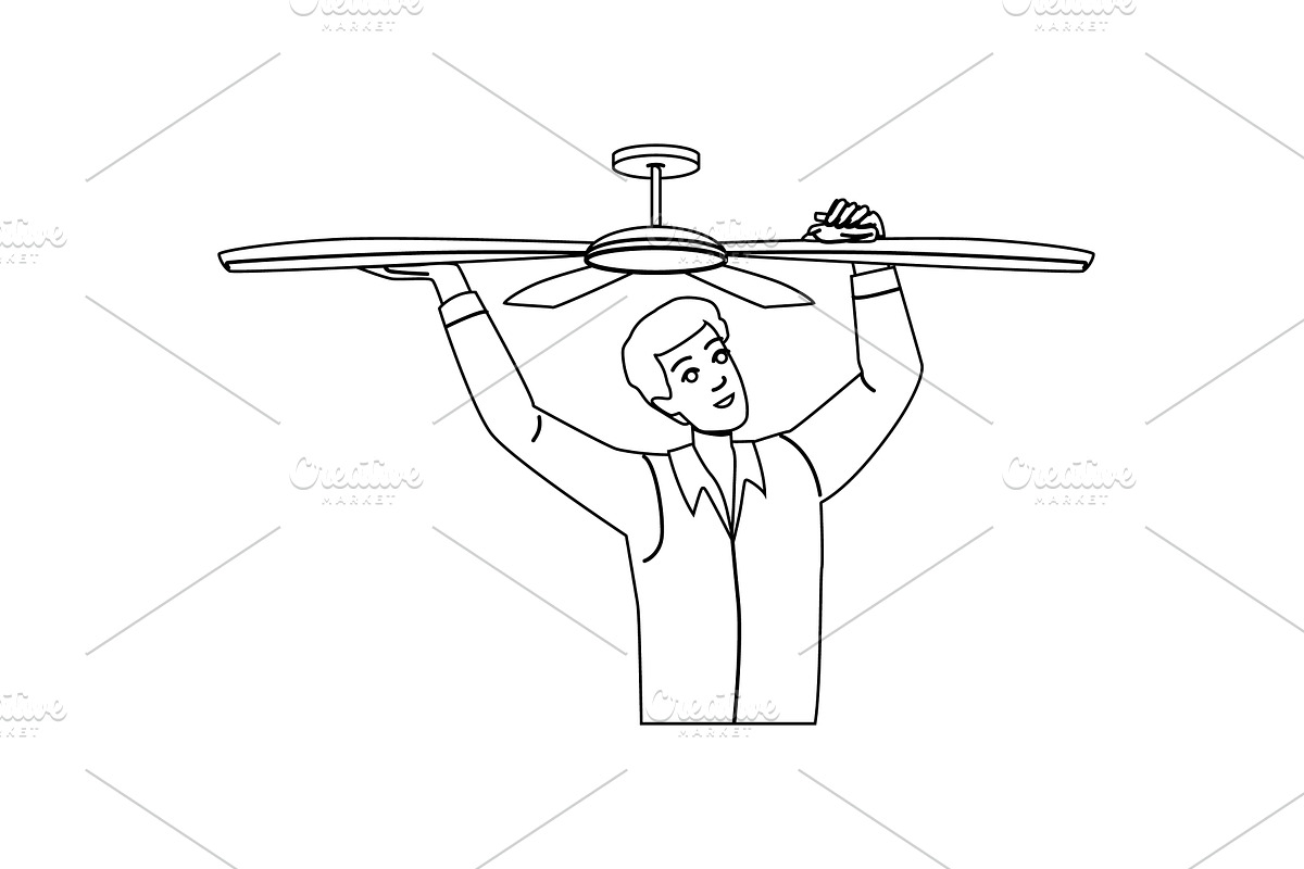 dirt cleaning fan vector, a Person Illustration by pikepicture