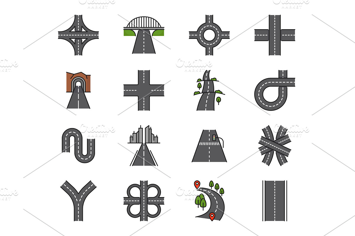 Color highway road, traffic icons, a Transportation Illustration by Vector Tradition