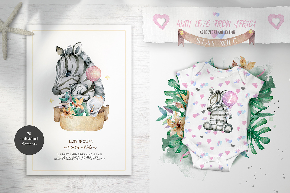 Cute Zebras Watercolor Jungle, an Animal Illustration by Ann Art Houze (Photo 9 of 13)