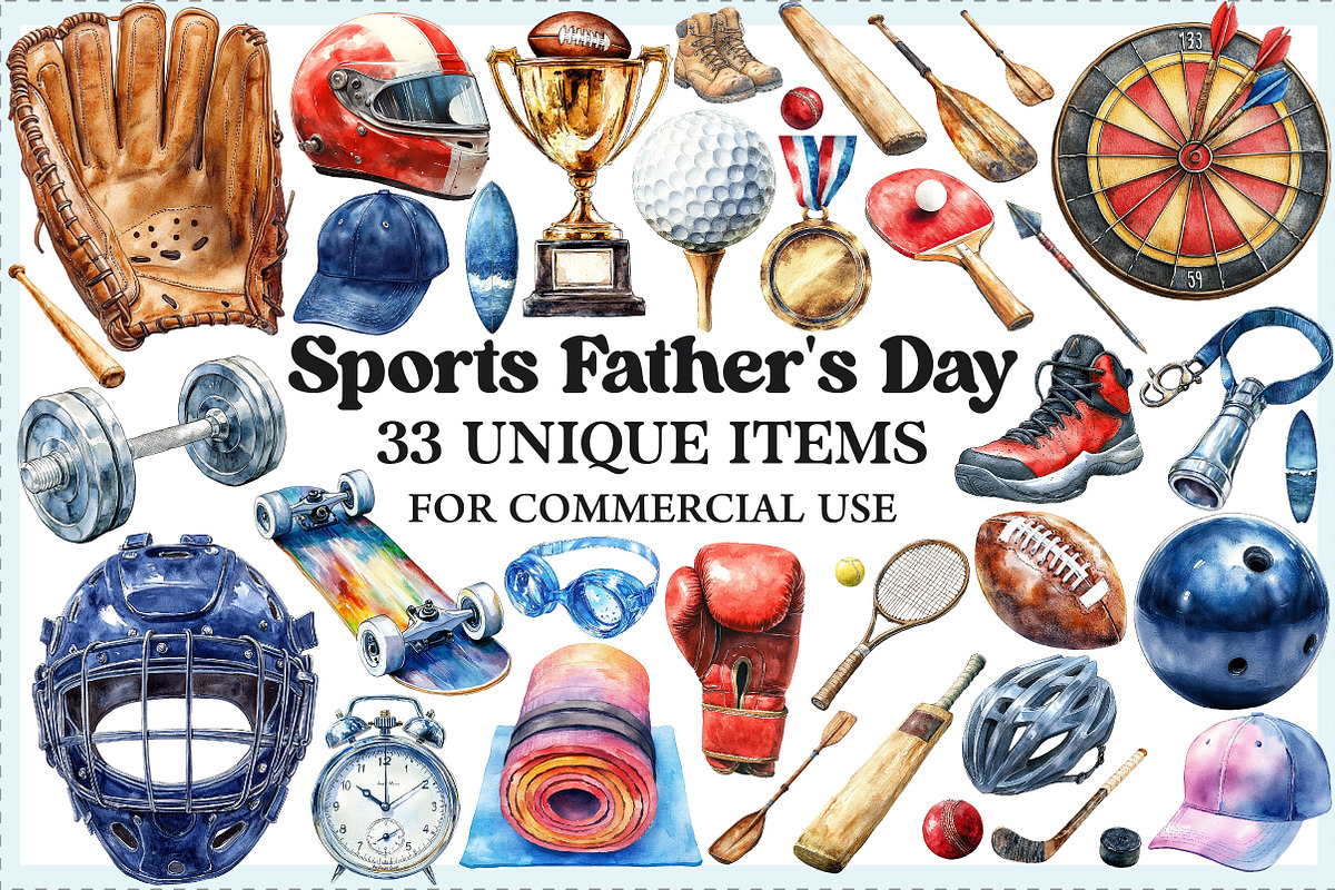 Watercolor Sports Father's Day PNG, an Illustration by Craft Nest (Photo 1 of 6)