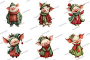 Cute Christmas Piglet Clipart, an Illustration by DreamArtGraphic (Thumbnail 2 of 5)