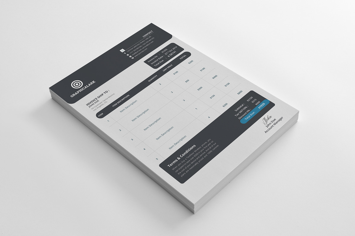 Invoice, a Stationery Template by Graphicalark (Photo 1 of 3)