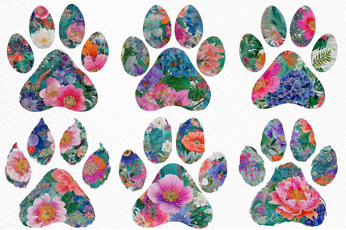 Floral Dog Paw Prints Clipart, a Seasonal Illustration by Craft Nest (Photo 4 of 6)