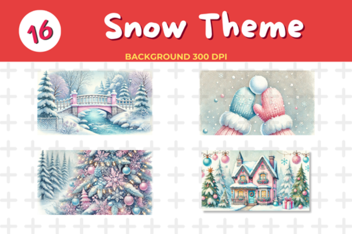 Watercolor Pastel Pink and Blue Snow, a Seasonal Illustration by John_Walker (Photo 3 of 5)