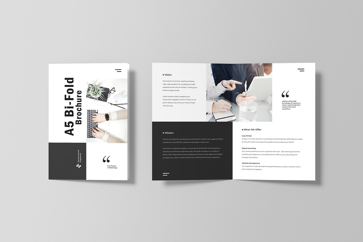 A5 Bifold Brochure Mockup, a Print Template by graphicsecond